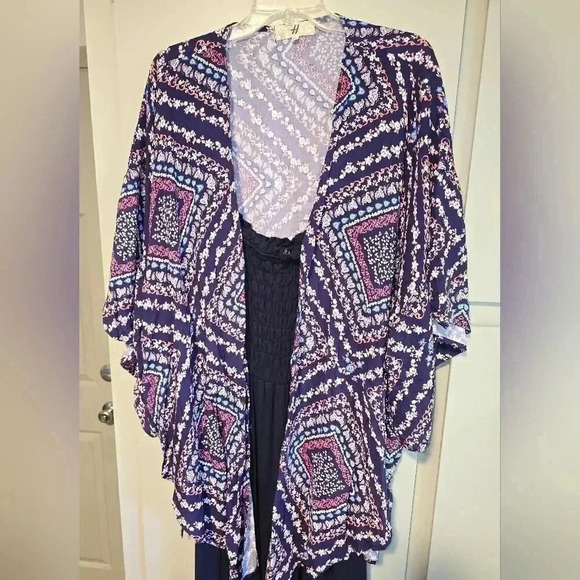 Haptics Kimono Sleeve Floral Print Flowy Cover-up Women's Plus Size 2X 3X - Picture 10 of 11